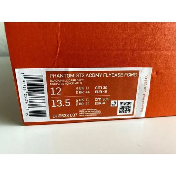 Nike Phantom GT2 Academy FlyEase FGMG Mens Sz 12 Black DH9638 007 BOX NO LID - Picture 12 of 12